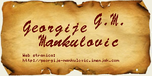 Georgije Mankulović vizit kartica
